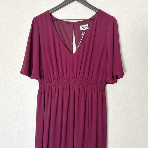 Show Me Your MuMu‎ Emily Empire Maxi Dress Merlot Chiffon Bridesmaid Size XL NEW - Picture 4 of 9